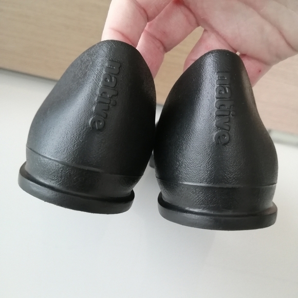 Native Audrey D'Orsay Black Pointed Toe Flat Rubber Comfort Waterproof Slip On 7 - Picture 9 of 14